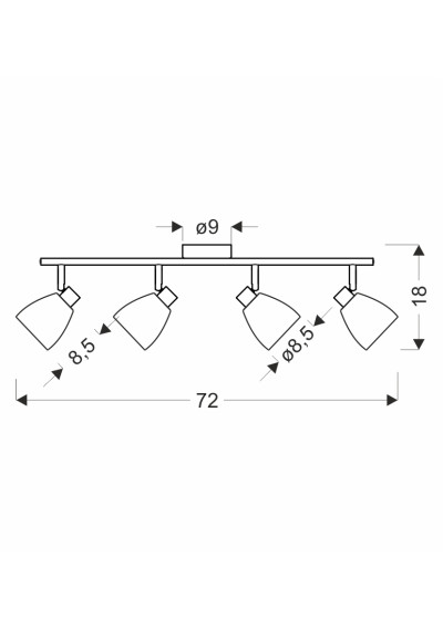 Jeffrey ceiling light 4xG9 silver 72 cm - product dimensions