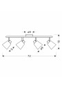 Baron ceiling light 4xG9 gold 72 cm - product dimensions