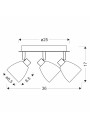 Lampa sufitowa Jeffrey 3xG9 srebrny 36 cm - wymiary produktu
