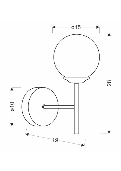 Belweder wall light 1xE14 chromee 19 cm - product dimensions