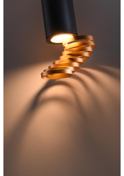 Lampa sufitowa Tuba 1xGU10 czarny + złoty 6 cm - zdjęcie produktu 1