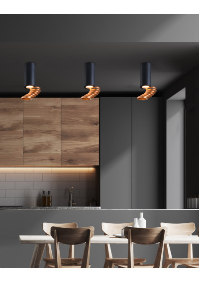 Tuba ceiling light 1xGU10 black / gold 6 cm - product image 2