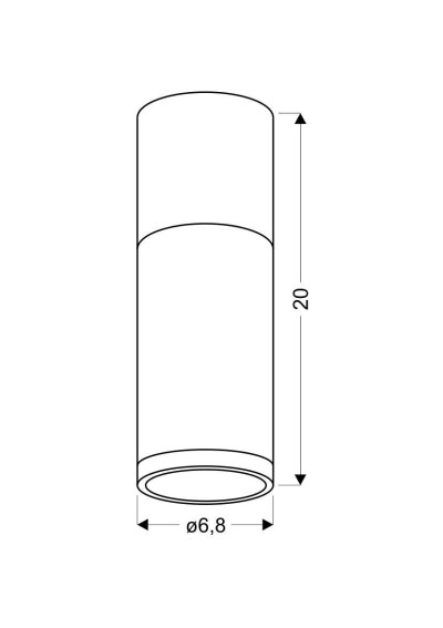 Lampa sufitowa Tuba 1xGU10 szary+drewniany 6,8 cm - wymiary produktu