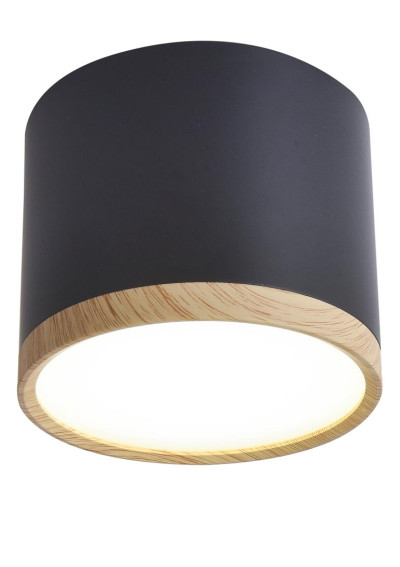 Lampa sufitowa Tuba 9 W LED 4000 K czarny + drewniany 8,8 cm