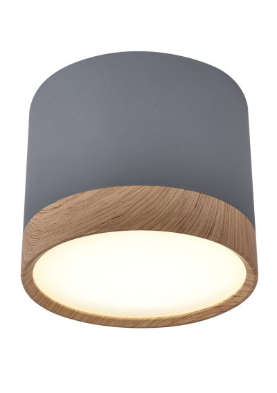Tuba ceiling light 9 W LED 4000 K grey/drewniany 8,8 cm