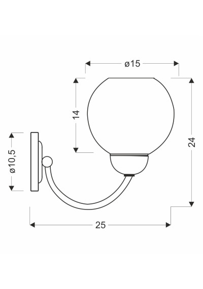 Medina wall light 1xE27 nikiel mat 25 cm - product dimensions