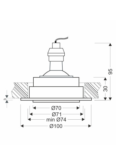 Um-10 ceiling fitting GU10 white 10 cm - product dimensions