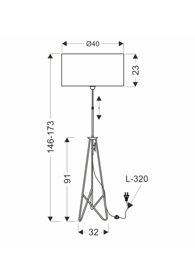Float floor lamp 1xE27 black/ brown 173 cm - product dimensions