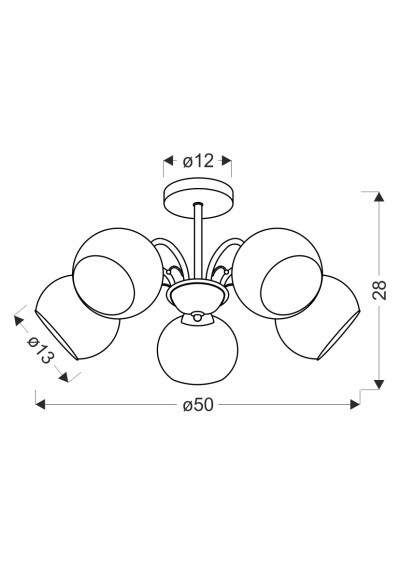 Lampa wisząca Nestor 5xE27 patynowy 50 cm - wymiary produktu