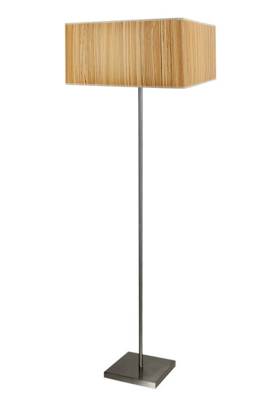 Lampa podłogowa Cajman 1xE27 satynowy, abażur sosnowy 156 cm