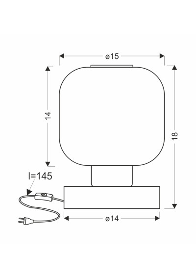 Lampa stołowa Uliana 1xE27 biały 15 cm - wymiary produktu