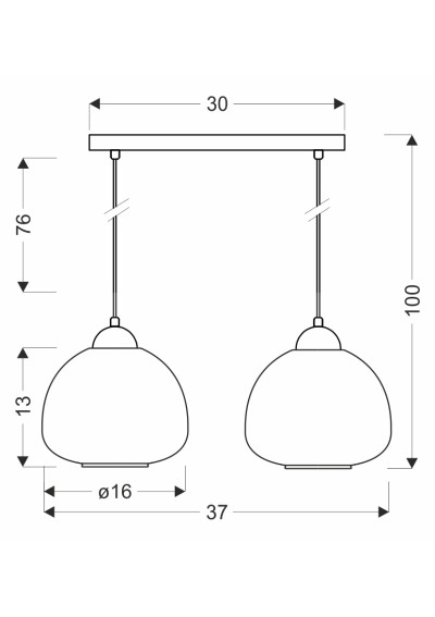 Lampa wisząca Valeria 2xE27 czarny 37 cm - wymiary produktu
