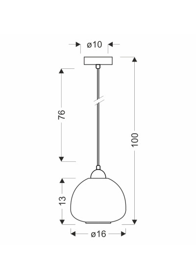 Valeria pendant light 1xE27 black 16 cm - product dimensions