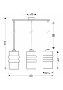 Metz pendant light 3xE27 silver 58 cm - product dimensions