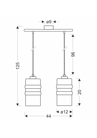 Lampa wisząca Metz 2xE27 srebrny 44 cm - wymiary produktu