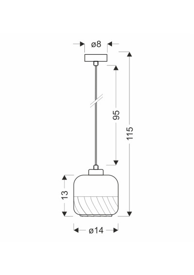 Marla pendant light 1xE27 black 14 cm - product dimensions