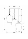 Krista pendant light 3xE27 black 38 cm - product dimensions