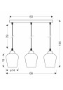 Krista pendant light 3xE27 black 66 cm - product dimensions