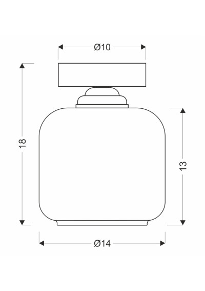 Lampa sufitowa Estima 1xE27 czarny 14 cm - wymiary produktu