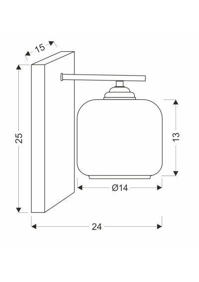 Lampa ścienna Estima 1xE27 czarny 24 cm - wymiary produktu