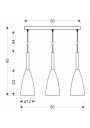 Lampa wisząca E27 3xE27 szary 56 cm - wymiary produktu