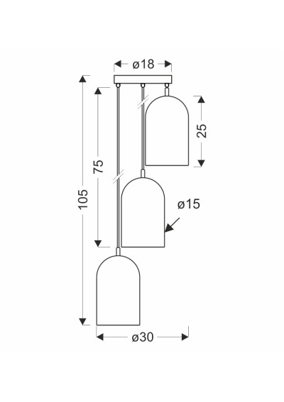 Lampa wisząca E27 3xE27 różowy 30 cm - wymiary produktu