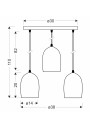 E27 pendant light 3xE27 gold 38 cm - product dimensions