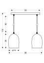 Lampa wisząca E27 2xE27 złoty 38 cm - wymiary produktu