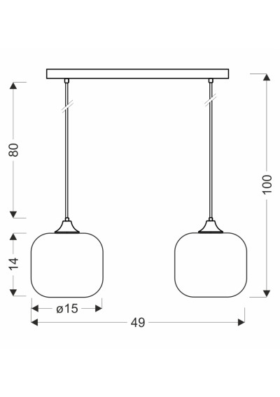 Estas pendant light 2xE27 black 49 cm - product dimensions
