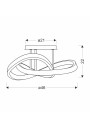 Lampa sufitowa Splot 32 W LED 3000 K czarny 46 cm - wymiary produktu