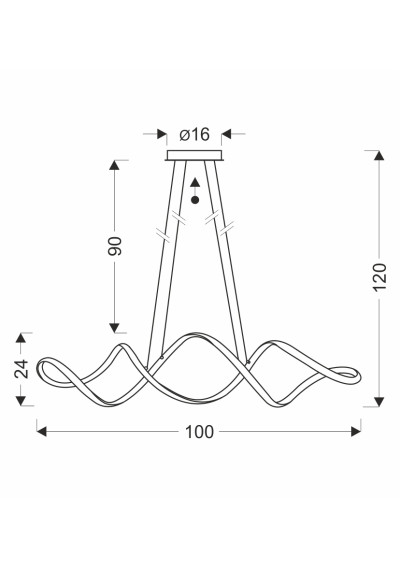 Lampa wisząca Snello 32 W LED 3000 K złoty 100 cm - wymiary produktu