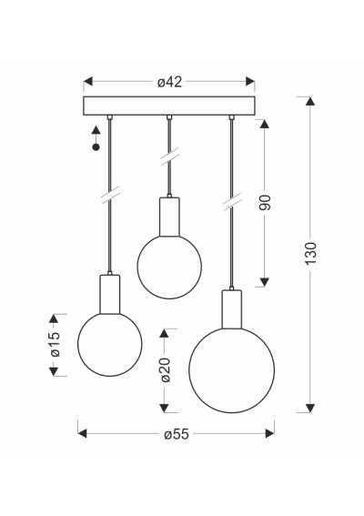 Lampa wisząca Testa 3xG9 beżowy 55 cm - wymiary produktu