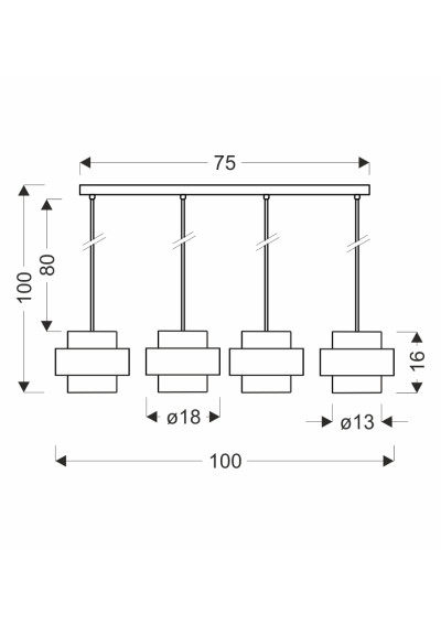 E27 pendant light 4xE27 87 cm - product dimensions