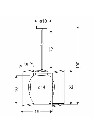 Sater pendant light 1xE27 19 cm - product dimensions