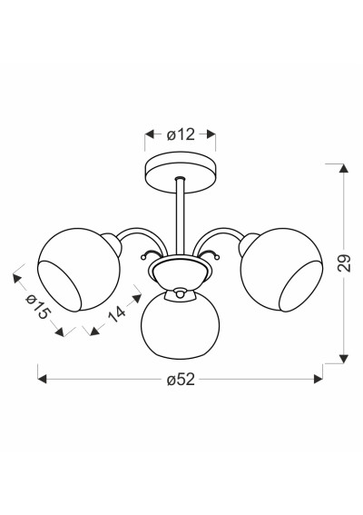 Pascal ceiling light 3xE27 patynowy 52 cm - product dimensions