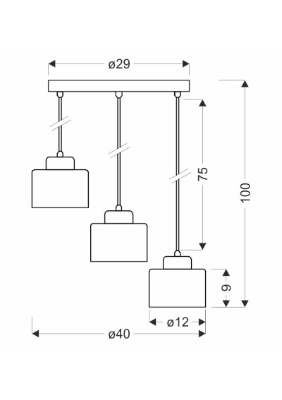 Lampa wisząca Olivca 3xE27 zielony 37 cm - wymiary produktu