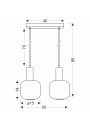 Linox pendant light 2xE27 black 50 cm - product dimensions