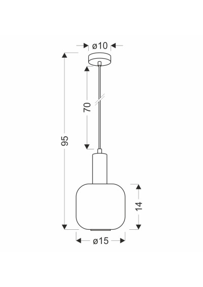 Linox pendant light 1xE27 black 15 cm - product dimensions
