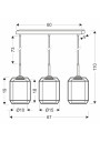 Lampa wisząca Jonera 3xE27 czarny 67 cm - wymiary produktu