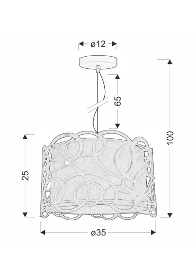 Imagine pendant light 1xE27 white 35 cm - product dimensions