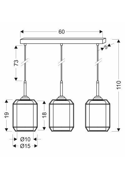 Jonera pendant light black 67 cm - product dimensions