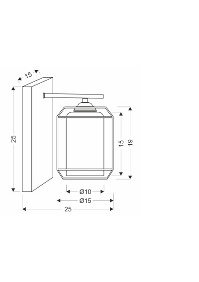 Jonera wall light 1xE27 black 25 cm - product dimensions