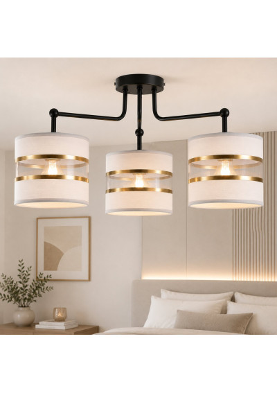 Lampa wisząca Andy 3xE27 czarny + złoty 72 cm