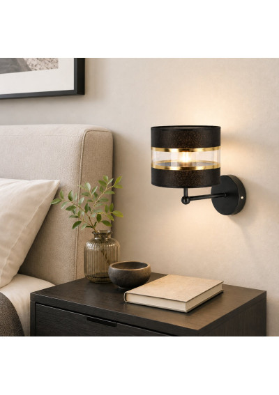 Lampa ścienna Andy 1xE27 czarny + złoty 28 cm