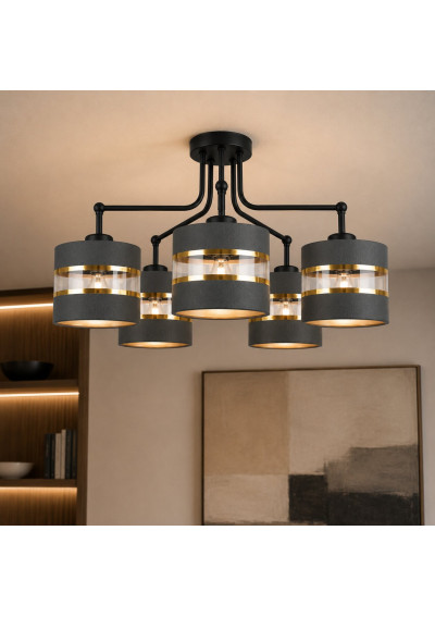 Lampa wisząca Andy 5xE27 czarny + złoty 72 cm