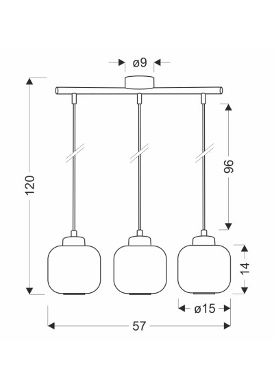 Estilo pendant light 3xE27 white 57 cm - product dimensions