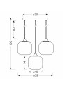 Estas pendant light 3xE27 brown 39 cm - product dimensions