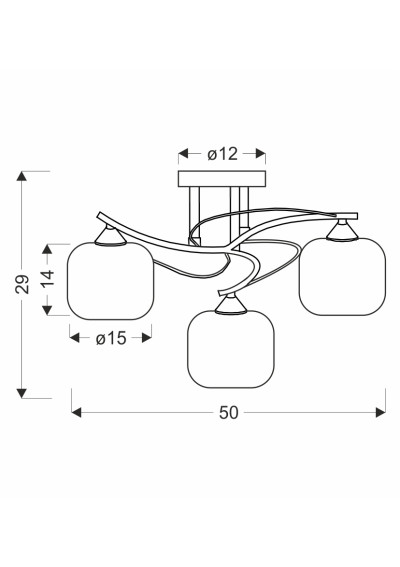 Dopo ceiling light 3xE27 silver 50 cm - product dimensions