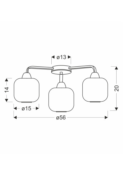 Lampa sufitowa Cromado 3xE27 srebrno brązowy 56 cm - wymiary produktu