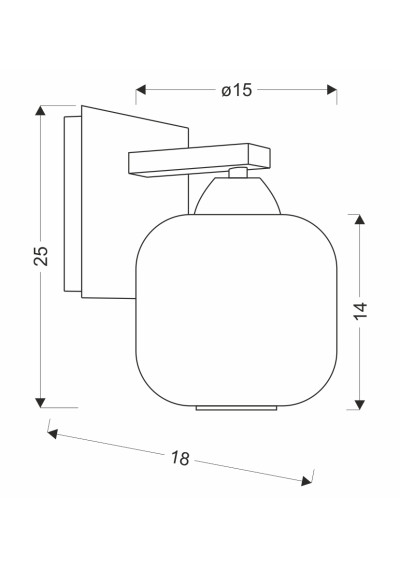 Lampa ścienna Cromado 1xE27 srebrny 18 cm - wymiary produktu